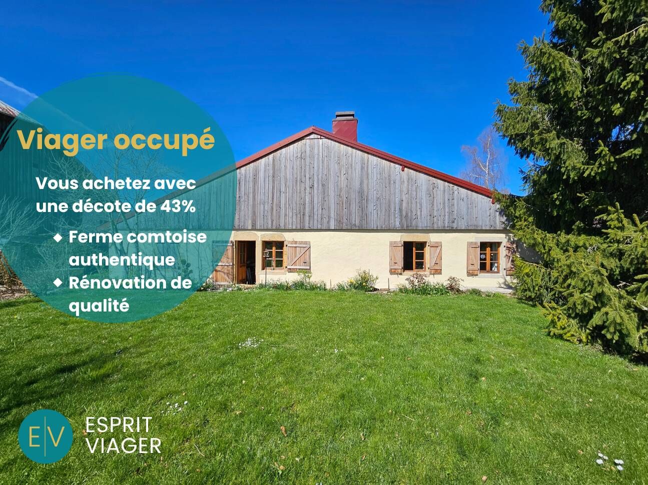 EXCLUSIVITE - Viager occupé - Ferme comtoise 3 pièces - CENSEAU (39)